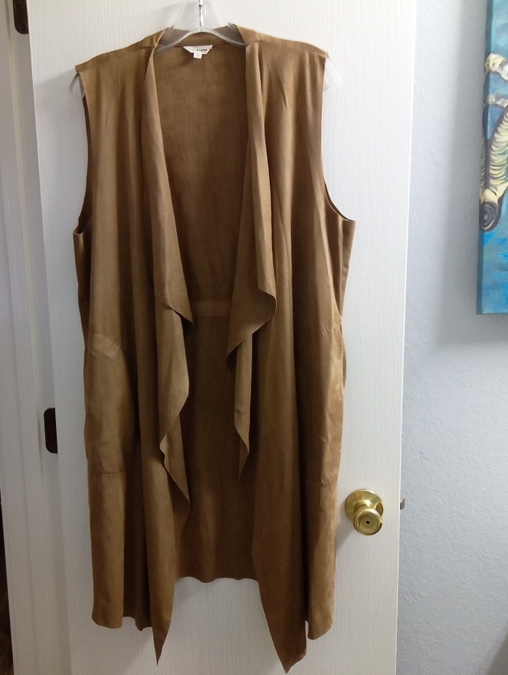 Max Studio Brown Suede-Look Sleeveless Vest